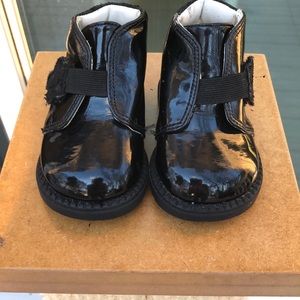 Black patent leather baby boot